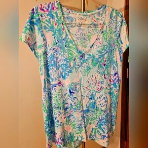 Lilly Pulitzer Etta V-Neck Top - Multicolor